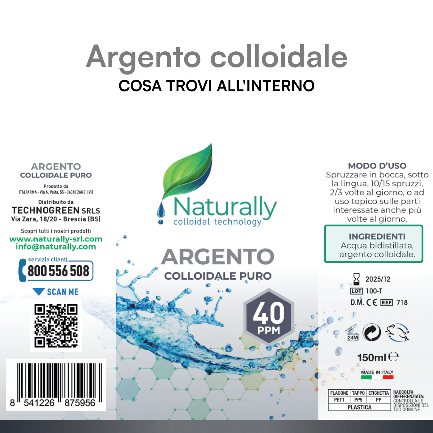 etichetta argento colloidale puro - Naturallly integratori naturali